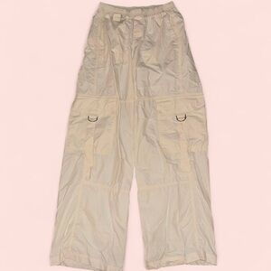 100% Cotton Women's Mid-Rise Wide Leg Cargo Pants - Wild Fable Off-White XS